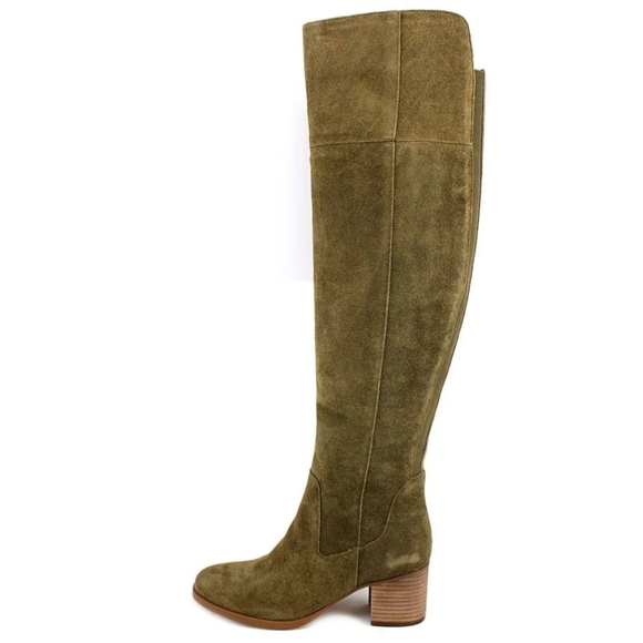 Marc Fisher Shoes - MARC FISHER Suede Olive Green Over the Knee Boots
